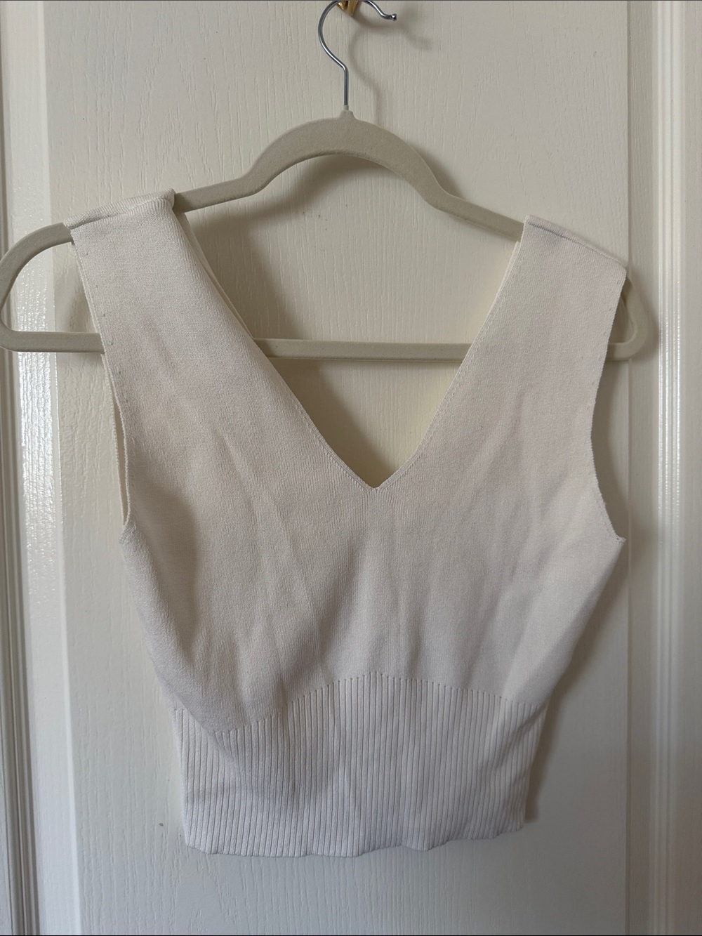 Oak and Fort oversized Ivory V-Neck Knit Crop Top